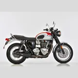 Retro Classic Slip on Ersatzdämpfer - schwarz-matt Auspuff für: TRIUMPH Bonneville T120 Black DU01, Bonneville T120 DU01