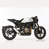 TEC One Slip on Ersatzdämpfer Super Short - silber Auspuff für: HUSQVARNA Vitpilen 401 HQV401, Svartpilen 401 HQV401