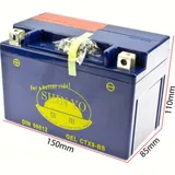 YTX9-BS / GTX9-BS / YTR9-BS / GTX9-4 12V/8AH DIN50812 GEL Batterie 150x87x105mm