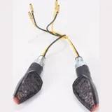 SHIN YO LED mini indicator PEAK, black, smoke lens, amber lens on the top peak of the housing, short stem, 11+12 E-mark, pair. SHIN YO LED mini indicator PEAK, black, smoke lens, amber lens on the top peak of the housing, short stem, 11+12 E-mark, pair.
