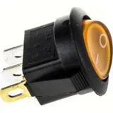 on/off switch to wedge, with light, yellow, d=23mm, 12V 16A.