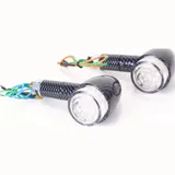 Blinkleuchte, Blinklicht #SHIN YO LED-Blinker, BULLET Carbonlook, rund, für hinten E-geprüft, Paar.