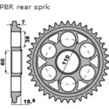 PBR aluminium rear sprocket hard anodized smoke grey 37T - 525