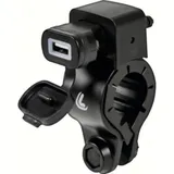 "USB-Fix Tube" USB-socket with handlebar fixing and fork connectors - Fast Charge - 2400 mA - 12/24V