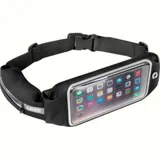 Sport Pouch Plus, dual pocket sport band pouch case with window - Black