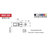Variofitting M10 x 1.25, male thread fixed, cone 90° = convex + concave, blue