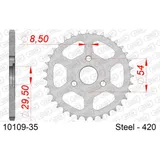 Steel Chain Wheel - Rear Sprocket AFAM 420 - 35t SILVER 1010935
