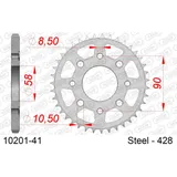 Stahl-Kettenrad AFAM 428 - 41Z Silber 1020141