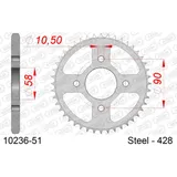 Steel Chain Wheel - Rear Sprocket AFAM 428 - 58t SILVER 1022858