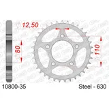 Steel Chain Wheel - Rear Sprocket AFAM 530 - 43t BLACK 1061943