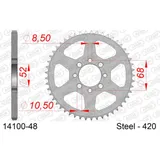 Alu Chain Wheel - Rear Sprocket AFAM 520 - 46t Gun Metal 1381446 Alu Chain Wheel - Rear Sprocket AFAM 520 - 46t Gun Metal 1381446