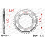 Stahl-Kettenrad AFAM 520 - 35Z Silber 1640635