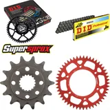 Kettensatz Alu rot für: HONDA CR500 R 88-91 14-49-116 DID520 Clip