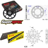 Kettensatz Alu für: KAWASAKI KX80 19``/16`` 98-00 13-51-124 DID428VX Endlos