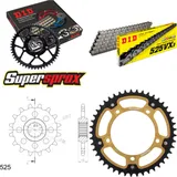 Kettensatz Stealth gold für: TRIUMPH Daytona 600 03-04 15-45-108 DID525VX3 Endlos