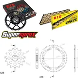 Kettensatz Stealth gold für: YAMAHA TDR125 89-92 16-53-136 DID428VX(G&B) Niet