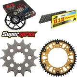 Kettensatz Stealth gold für: KAWASAKI KX250 99-01 14-49-114 DID520 Clip