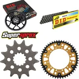 Kettensatz Stealth gold für: KAWASAKI KX250 02-04 13-49-114 DID520 Clip