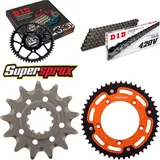 Kettensatz Stealth orange für: KTM SX60 98-99/SX65 00-01 13-48-112 DID420V Clip