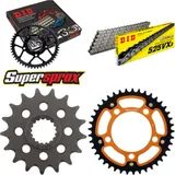 Kettensatz Stealth orange für: KTM Supermoto 990 07-13/Su 17-41-112 DID525VX3 Endlos