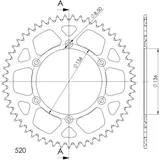 Alu-Rear Sprocket / Chain Wheel Supersprox 520/53t black 15206AK53