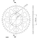 Alu-Rear Sprocket / Chain Wheel Supersprox 520/43t black 93904AK43 Alu-Rear Sprocket / Chain Wheel Supersprox 520/43t black 93904AK43