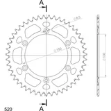 Alu-Rear Sprocket / Chain Wheel Supersprox 520/47t red 30245AR47