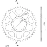 Alu-Rear Sprocket / Chain Wheel Supersprox 520/44t black 93604AK44