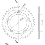 Alu-Rear Sprocket / Chain Wheel Supersprox 520/43t black 36306AK43
