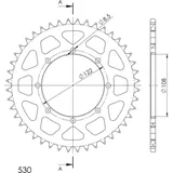 Alu-Rear Sprocket / Chain Wheel Supersprox 530/44t gold 30413AS44