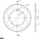 Alu-Rear Sprocket / Chain Wheel Supersprox 428/49t black 17105AK49