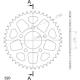Alu-Rear Sprocket / Chain Wheel Supersprox 520/44t red 36711AR44