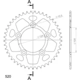 Alu-Rear Sprocket / Chain Wheel Supersprox 520/45t red 51613AR45