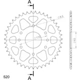 Alu-Rear Sprocket / Chain Wheel Supersprox 520/43t orange 72306AO43