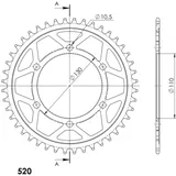 Steel Edge-Rear Sprocket / Chain Wheel Supersprox 520-44t black