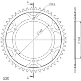Steel-Rear Sprocket / Chain Wheel Supersprox 520/48t black 31785-48
