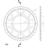 Steel-Rear Sprocket / Chain Wheel Supersprox 530/52t black 16603-52
