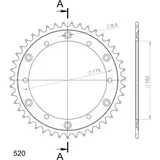 Stahl-Kettenrad Supersprox 520/43Z schwarz 12500-43
