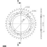 Stealth-Rear Sprocket / Chain Wheel Supersprox 520/39t black 10509K39