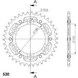 Stealth-Rear Sprocket / Chain Wheel Supersprox 530/38t black