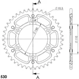 Stealth-Kettenrad Supersprox 530/43Z schwarz 12813K43