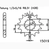 ESJOT Chain pinion, 16 teeth 92-15019-16