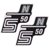 Emblem Logo Schriftzug S50 N Folie / Aufkleber silber 2 Stück für Simson S50 41969