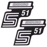 Emblem Logo Schriftzug S51 Enduro Folie / Aufkleber silber 2 Stück für Simson S51 41974