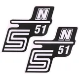 Lettering S51 N foil / sticker white 2 pieces for Simson S51 41988