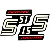 Emblem Logo Schriftzug S51 Elektronic Folie / Aufkleber schwarz-rot 2 Stück für Simson S51 42003