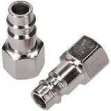 Druckluft-Schnellverbinder Set 1/4 Zoll BSP Innengewinde 2-teilig 43347 Druckluft-Schnellverbinder Set 1/4 Zoll BSP Innengewinde 2-teilig 43347