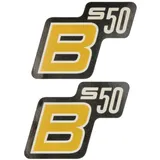 Lettering S50 B foil / sticker black-yellow-white 2 pieces for Simson S50 54316
