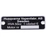 Nameplate HVA 50x18mm for Husqvarna 50cc 1-speed 54420