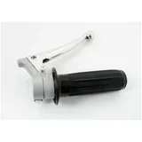 Throttle grip fitting aluminum grey with polished brake lever and black handle for Hercules, Zündapp, Kreidler, Puch, DKW, KTM,